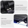 Modern Faux Leather Manual Reclining With Center Console With LED Light Strip, Living Room Furniture Set, Symmetrical Couch With 2 Cup Holders And Storage For Living Room - Black - Image 5