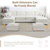 Chenille Modular Sectional Sofa, U Shaped Cloud Couch Set With Double Cushions, 6 Seat Sleeper Sofa Bed With Ottomans, Oversized Indoor Furniture - Cream - Image 13