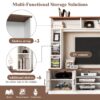 Wall Unit Entertainment Center With Bookshelves For TVs Up To 80", Modern TV Stand Media Console With Cabinets, Tempered Glass Doors And Adjustable Shelves For Living Room - White - Image 8