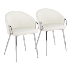 Claire - Contemporary / Glam Chair (Set of 2) - Chrome / White