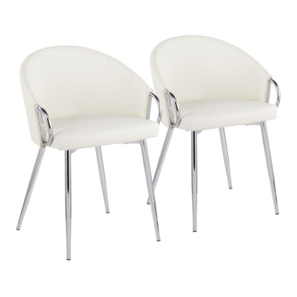 Claire - Contemporary / Glam Chair (Set of 2) - Chrome / White