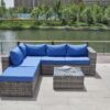 Luxurious Comfort Patio Sofa With Cushions - Blue / Gray - Image 5