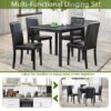 5 Pieces Wooden Dining Table Set, Kitchen Table Set With A Square Table And 4 Upholstered Chairs, Wooden Dining Room Table With Crystal Decoration And Chairs Set For Kitchen, Dining Room - Black - Image 5