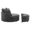 360° Swivel Accent Barrel Chair With Storage Ottoman & 4 Pillows, Modern Chenille Leisure Chair Round Accent For Living Room - Gray - Image 26
