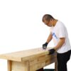 Workbench With 4 Drawers Wooden Workbench For Garage Workshop And Home - Natural - Image 11
