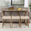 4 Piece Bar Table Set With Power Outlet, Dining Bar Table And Chairs Set, Bar Table Set With 3 Padded Stools For Living Room, Dining Room, Game Room - Brown - Image 4