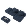 Modern Oversized Modular Sectional Sofa With Ottoman, Seat, Chaise Lounge And Armrest, Sparkling Chenille Fabric Soft Cushion Sofa With 4 Pillows, 4 Pieces Diy Combination Tufted Sofa, No Assembly Required - Blue - Image 24