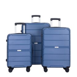 Hardshell Suitcase Spinner Wheels Pp Luggage Sets Lightweight Durable Suitcase With Tsa Lock, 3 Piece Set (20/24/28) - Blue