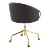 Claire - Contemporary / Glam Task Chair - Gold / Black - Image 3