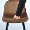 Bar Stools (Set of 2) Velvet Barstool Modern Counter Bar Height Chair With Back, Sturdy Metal Legs & Footrests, Island Stool For Kitchen Bar - Brown - Image 13