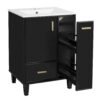 Modern Solid Wood And 24" Bathroom Vanity With Sink, Deep Drawer, Door Shelf, 2 Tier Basket - Black - Image 14