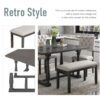 6 Piece Dining Table And Chair Set With Special-Shaped Legs And Foam-Covered Seat Backs&Cushions For Dining Room - Gray - Image 5