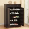 Shoe Storage Cabinet, Home Shoe Organizer With Five Shelves And Two Drawers - Red Cocoa - Image 2