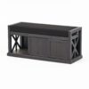 Wood Bench With 2 Open Shelves And Water Resistant Cushion - Dark Gray - Image 7