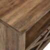 Industrial Farmhouse Metal Mesh Drop Down X Door 70" Fireplace TV Stand For 80" TVs - Rustic Oak - Image 4