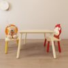 Kids Table And 2 Chairs Set, 3 Pieces Toddler Table And Chair Set, Wooden Activity Play Table Set (Lion&Monkey) - Natural - Image 12