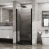 Pivot Shower Door 1 / 4" Tempered Glass Black Semi Frameless - Black - Image 4