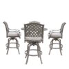5 Piece Cast Aluminum Bar Set With Cushion, Round Table - Gray Ash - Image 3