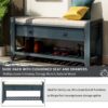 Shoe Rack With Cushioned Seat And Drawers Multipurpose Entryway Storage Bench - Antique Navy - Image 4
