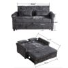 3 In 1 Loveseat Sofa Bed Chenille Fabric Pull Out Couch Sleeper Full Back Frame, Seat Frame, Armrests & 2 Pillows - Dark Gray - Image 3