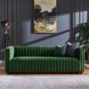 Dominic - Channel Tufted Velvet Sofa - Dark Green - Image 6
