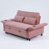 Contemporary Letter Striped Fabric Multi Functional Sofa Bed With Adjustable Armrests And Backrests - Pink - Image 12
