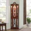 Corner Curio Cabinet With Lights, Adjustable Tempered Glass Shelves, Display Cabinet (E26 Light Bulb Not Included) - Mirrored / Walnut - Image 2