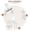 Modern Vanity Table Set With Mirror Touch Screen Lighted Mirror, Dressing Table And Cushioned Stool Set With 2 Large Drawers - White - Image 6