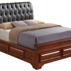 Queen Storage Bed Elegant Transitional - Oak