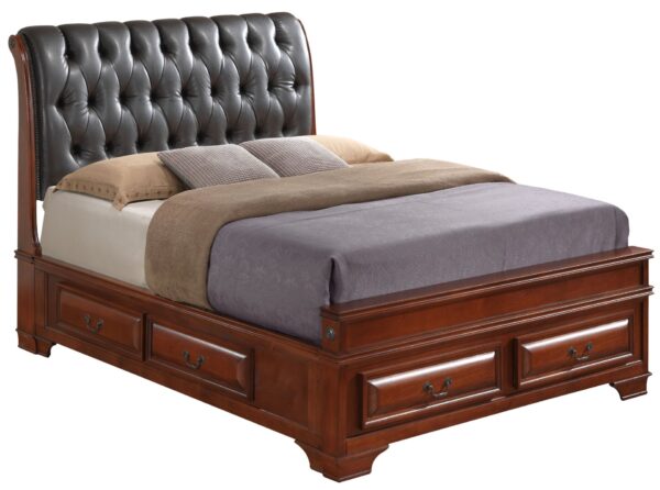 Queen Storage Bed Elegant Transitional - Oak