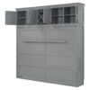 Queen Size Murphy Wall Bed With Top Cabinets & Wine Rack - Gray - Image 4