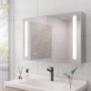 Bathroom Medicine Cabinet With Lights, LED Medicine Cabinet With Mirror, Double Door Lighted Medicine Cabinet With Defogger, Dimmer, Surface Mount - Silver - Image 9