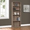 Bookshelf, Bookcase, 6 Tier, For Office, Transitional - Taupe - Image 3