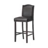 Bar Stools (Set of 2), Upholstered Barstools Armless, Rubber Wood Leg - Brown - Image 7