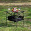 Folding Outdoor Table With Carrying Bag, Lightweight Aluminum Roll-Up Square Table For Indoor, Outdoor Camping, Picnics, Beach, Backyard, Bbq, Party, Patio - Black - Image 2