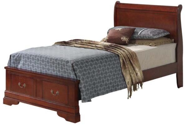 Louis Phillipe - Twin Storage Modern Bed - Cherry