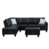 Irine - Faux Leather Sectional Sofa With Ottoman - Black - Image 10