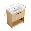 Modern 30" Bathroom Vanity With Ceramic Sink, Freestanding Cabinet, 2 Soft Closing Doors - Oak - Image 3