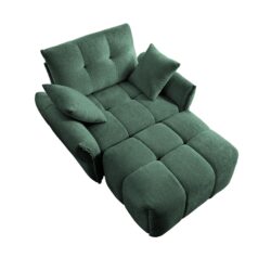 Ergonomic Single Seater Sofa With Ottoman, High Resilience Support Cushions, Modern Lounge Chair - Green