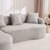 Compression Sofa: Combining Chaise Longue With 3 Seater, Wood Grain Chenille Fabric, Full Sponge Compression Sofa, Combined Sofa With 4 Pillows For Living / Home Furniture / Apartment - Gray - Image 31