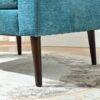 Accent Chair, Boucle Chair, Barrel Chair, Fabric Armchair Club Chair, Upholstered Arm Chair With Solid Wood Legs, Waist Pillow, Padded Single Chair For Living Room / Bedroom / Study / Waiting Room - Teal - Image 13