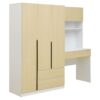 3 Door Storage Desk Wardrobe For Bedroom With Shelves And 3 Drawers - Natural - Image 5