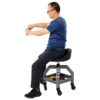 Pneumatic 360 Degree Swivel Stool, Mechanics Rolling Creeper Seat, Heavy Duty Rolling Mechanics Stool, Shop Stool With Casters - Gray - Image 7