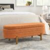 Stylish Ottoman Oval Storage Bench With Rubber Wood Legs - Orange - Image 5