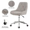 Modern Teddy Fleece Fabric Dining Chair With Chrome Legs, Soft And Comfortable - Gray - Image 8