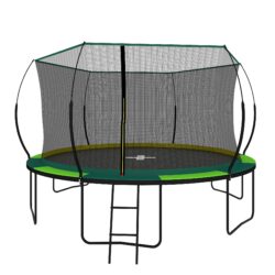 Yc 14Ft Recreational Trampolines With Enclosure For Kids And Adults With Patented Fiberglass Curved Poles Pumpkin - Green