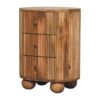 Soba - Ball 3 Drawer Bedside Table - Light Brown - Image 2