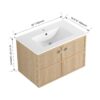 Modern Wall Mounted 30" Bathroom Vanity With Ceramic Sink And Soft Closing Doors - Oak - Image 4
