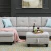 Alger - 98" Wide Left Hand Facing Sofa & Chaise With Ottoman - Light Gray - Image 10