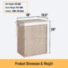 Laundry Hamper With Lid PE Rattan Powder Coating Frame Clothes Hampers With 2 Removable Bags, 100L - Gray - Image 24